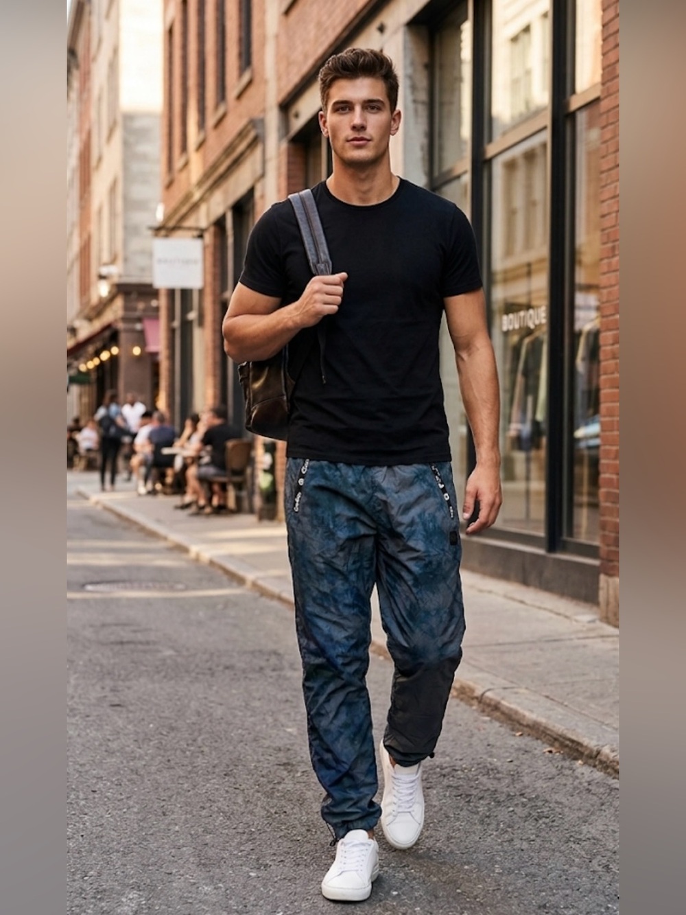 Cookies SF tie-dye nylon windbreaker track pants with draw string at ankle